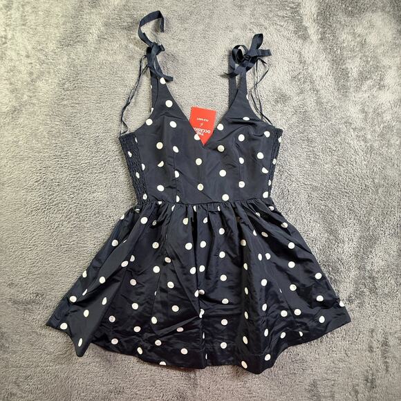 Old Navy Dresses & Skirts - Old Navy S Petite Womens Polka Dot Dress Blue White Tie Shoulder Summer Short
